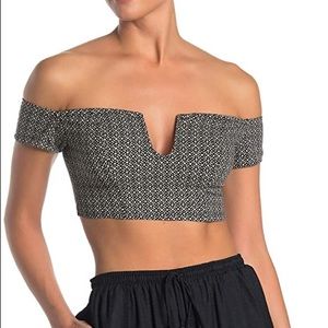 Free People Lucky Now Brami Black Combo Crop top